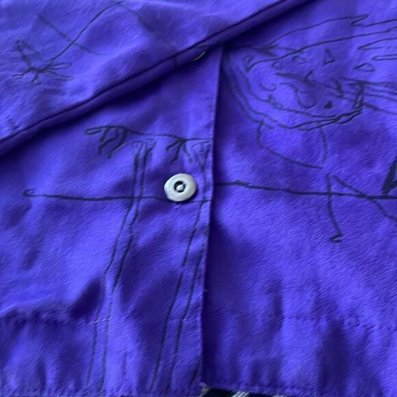 Chicos purple vintage animal print drawing button down collared shirts blouse - Picture 5 of 13